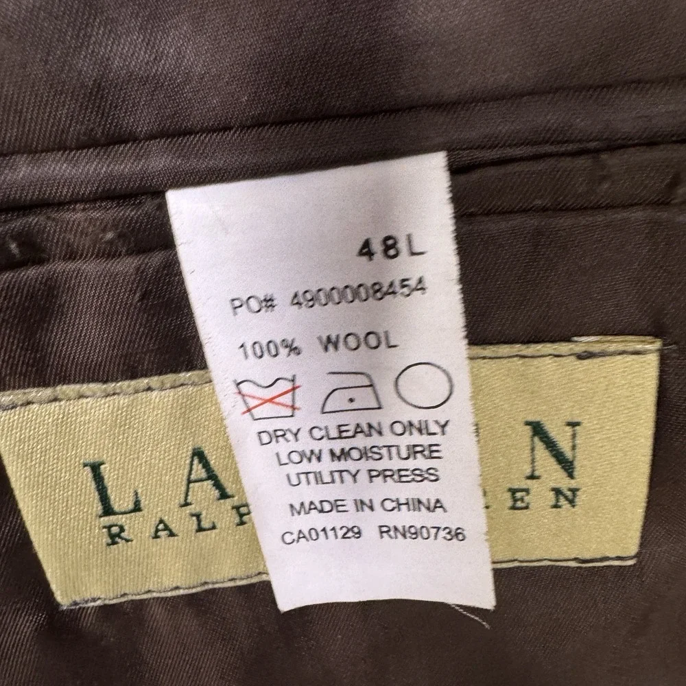 Ralph Lauren Blazer Men 48L Wool Suit Jacket 2 Button Vintage Chocolate Brown